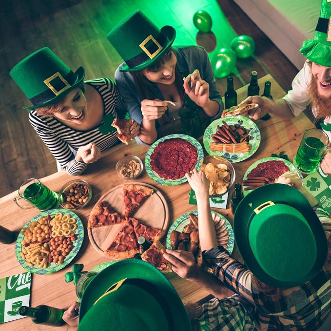 180PCS St.Patrick's Paper Plates and Napkins Party Supplies Serve 60 | Shamrock - Image 5