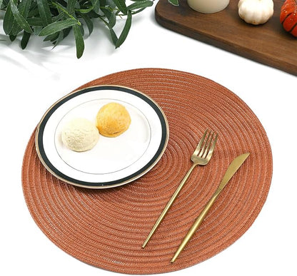 SHACOS Round Placemats Set of 8 Washable 15 inch Round Placemat Cotton - Image 9