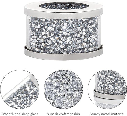SHYFOY Silver Diamond Napkin Ring Set of 12 Pieces, Crystal Glass Framed Napkin Holder Ring, Dinning Cloth Decor for Dinner Party Tabletop Settings Glam Serviette Buckles Home Decor