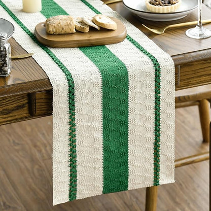 Artoid Mode Emerald Green Rustic Woven Table Runner 12x60 Inch | Holiday by ArtoidMode