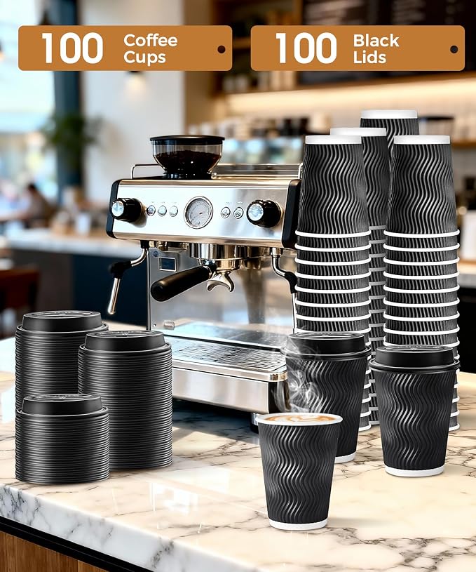 100 Pack 12 oz Disposable Coffee Cups - Image 4