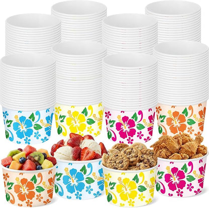 100 Pcs 9oz Summer Hawaii Paper Bowls Treat Snack Cups Summer Ice Cream Dessert by Romooa