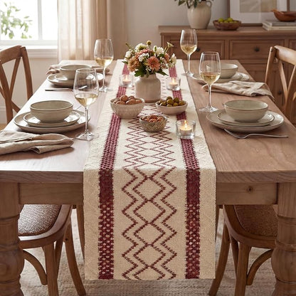 Artoid Mode Red Stripe Diamond Woven Table Runner 12x72 Inch | Holiday - Image 2