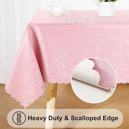 Smiry Square Table Cloth, Waterproof Heavy Duty Vinyl Tablecloths, Wipeable Washable Table Cover for Kitchen, Dining Room & Valentines(Pink, 70" X 70")