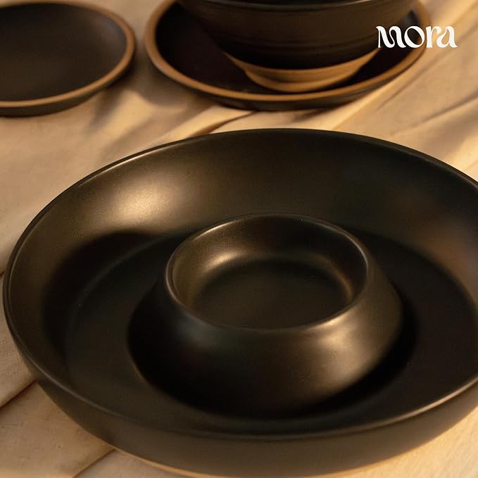MORA Ceramic Chips and Dip Serving Tray: Large Divided Party Bowl Set - Image 6
