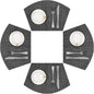 SHACOS Small Round Table Placemats Wedge Placemat Set of 4 Non Slip Heat Resistant Woven Vinyl Table Mats Wipe Clean Indoor Outdoor (4, Black Gray)