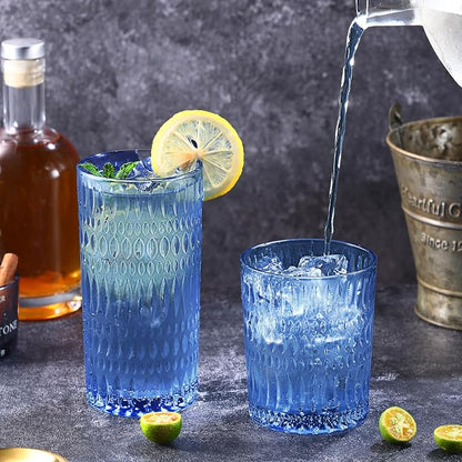 Loivttvv Glassware Drinking Glasses Set of 8, 14 oz Highball Glasses & 10 oz - Image 4