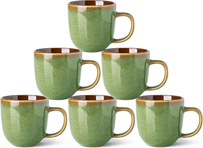 LERATIO Ceramic Coffee Mugs Set of 6, 12oz Handmade Coffee Mugs Set | Large by LeRatio
