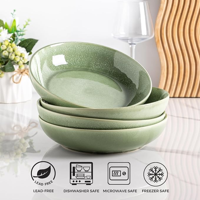 AmorArc 8.5’’ Ceramic Pasta Bowls Set of 6, 36oz Large Stoneware Bowls Set | - Image 6