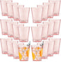 24 PCS Plastic Ribbed Drinking Glasses Pink 10oz Vintage Ripple Stemless Wine by SHIQIKEJIPTY