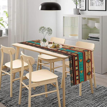 Aztec Table Runner, Ethnic Style Design Geometric Table Runners Dresser Scarves - Image 3