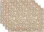 Block Print Placemats - Vintage Floral Place Mats Set of 4 Rustic Brown Beige Tablemats 12x18 for Party Kitchen Dining