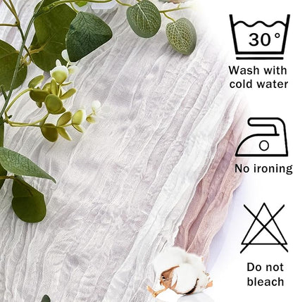 12 Pack White Cheesecloth Table Runner 22x120 Inch-Naturally Dyed Colors Sheer Gauze Cheese Cloth Wedding Table Runner,Rustic Boho Crinkle Fabric, Reception, Bridal Shower,Farmhouse Dining Decor
