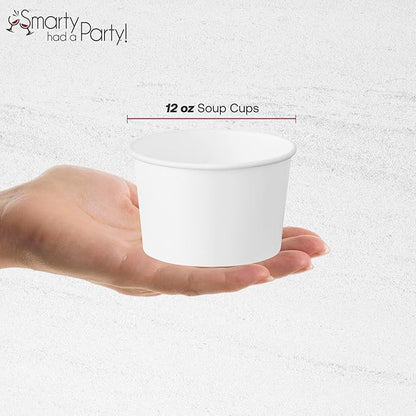 Smarty Had A Party 1000 Squat Paper Soup Cups 12 oz Disposable Paper Soup Cups for Hot Food and Takeout Container Use