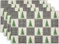Winter Placemats Set of 4 - Black White Buffalo Plaid Tablemats 12 x 18 mas Tree Place Mats Set for Kitchen Dining Table