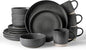 Famiware Milkyway 16-Piece Stoneware Plates and Bowls, Matte Dark Charcoal | by Famiware