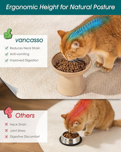 vancasso Elevated Cat Food Bowls 2-Pack, 6.2" Wide Shallow Cat Feeding Bowl - Image 5