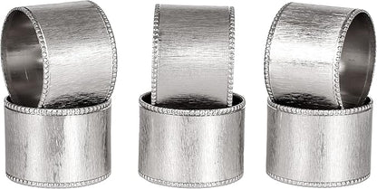CLEENTABLE Decorative Napkin Ring - 12 Pack Decorative Metal Round Napkin Holders, Finish with Beaded Edge, Vintage Rustic Metal Napkin Rings for Dining, Weddings, Holidays (Silver)
