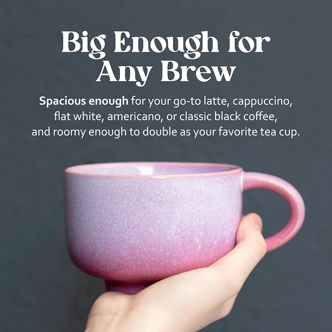 NOVA CERAMICS Pink Floral Coffee Mug - 16 oz Ceramic Mug - Astral Bloom | Pink - Image 7