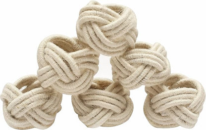 ALPHA Living HOME Handcrafted Napkin Rings Set of 12 - Woven Jute Napkin Holders, Serviette Rings - Perfect for Weddings, Thanksgiving, Christmas & Everyday Dining (Off White)