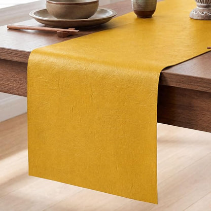 Artoid Mode Yellow Double Sided Vinyl Faux Leather Table Runner, Seasonal by ArtoidMode