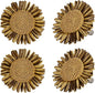 Raffia Sunflower Napkin Rings Set of 4, Braided Daisy Floral Napkin Ring Holders by wonlex