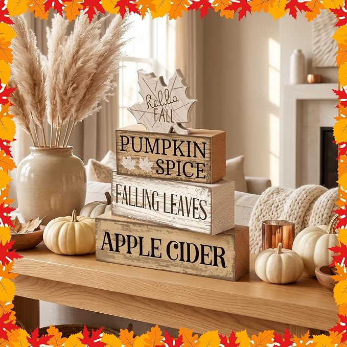 Moucuny 4 Pcs Neutral Fall Table Decor - Image 4