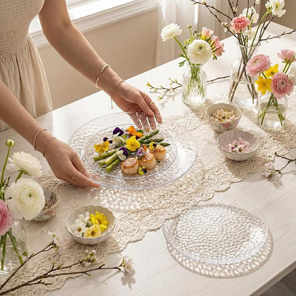 Rubtlamp 100Pcs Clear Plastic Plates, Heavy Duty Party Plates, Hammered - Image 6