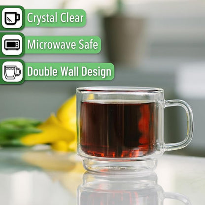 BTaT- Double Walled Stackable Glass Coffee Mugs, 12 oz, Glass Coffee Cups - Image 4