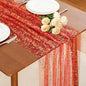 SiinvdaBZX 4 Pcs Red Gold Sheer Tulle Table Runner 120 Inch/10 Ft Long | Gauze by SiinvdaBZX