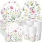 250 Pcs Wildflower Party Decorations Include Spring Summer Floral Paper Plates by Ziliny