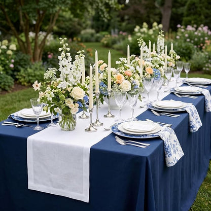 Solino Home 100% Linen Dining Table Runner White Woven, Fete 14 x 72 in | Table - Image 2