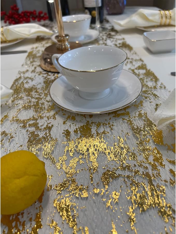 Glitter Metallic Gold Table Runner 11x108 Inch, Mesh Thin Sparkle Table Runner - Image 3