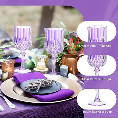 7OZ Plastic Wine Glasses, Reusable Vintage Goblets Unbreakable Drinking Glasses - Image 6