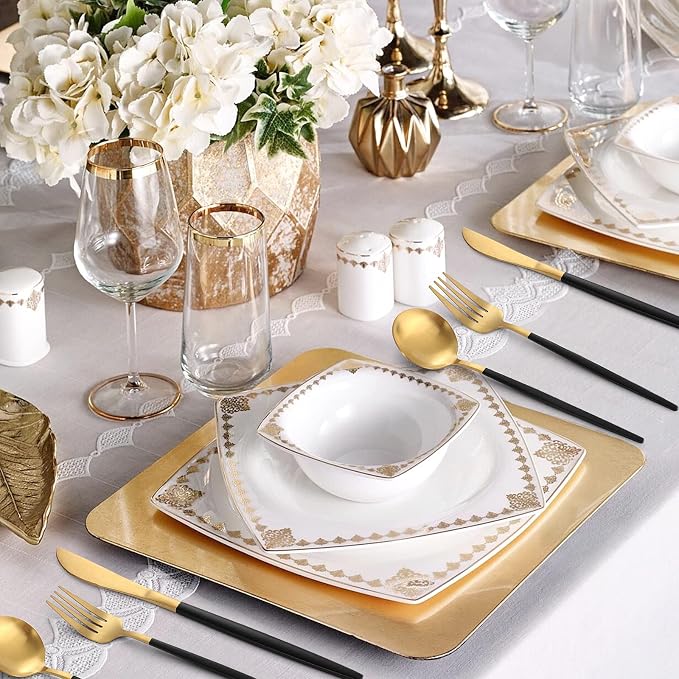 VANVRO Matte Black Gold Silverware Set, 40-Piece Stainless Steel Flatware Set - Image 6