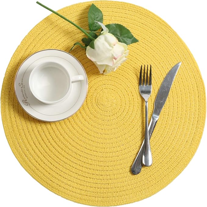 SHACOS Round Braided Placemats Set of 4 Washable Kitchen Table Place Mats - Image 3