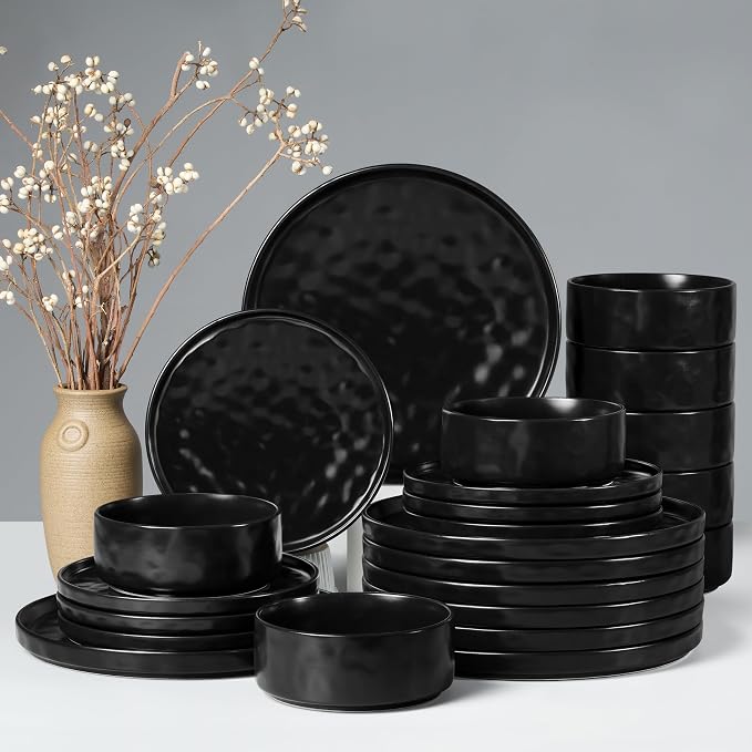 HaWare Dinnerware Sets, 24-Piece Stoneware Dish Set by HaWare