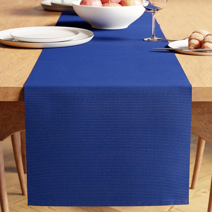 Encasa XO Dining Table Runner 13"x98" | Yarn Dyed Fine Ribbed Cotton | Solid by EncasaXO