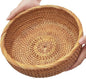 Rattan 9.2" Medium Round Bread Basket for Fruit, Natural Wicker Fruit Basket for Kitchen Counter, Hand Woven Wicker Food Baskets, Bread Baskets for Serving, Gift Basket for Gifts, Vegetable,Snack,Etc.