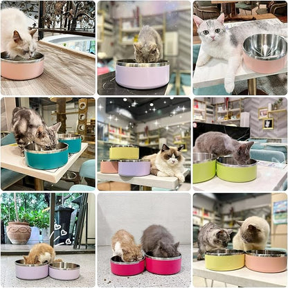 IKITCHEN Dog Bowl for Food and Water, 64 Oz Stainless Steel Pet Feeding Bowl, Durable Non-Skid Insulated Heavy Duty with Rubber Bottom for Medium Large Dogs (64 Ounces/8 Cup, Light Purple)