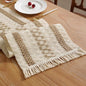 Boho Summer Table Runner with Tassels 12 x 72 Inches Long, Cream & Brown Rustic by Niviy