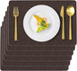 Vinyl Placemats Set of 6 Faux Leather 100% Waterproof Wipeable Washable Place Mats Heat Resistant Easy Clean Non-Slip Table Mats for Indoor Outdoor. (6,Coffee)