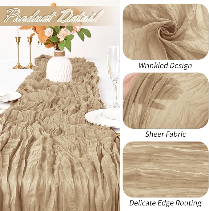 30 Pack Beige Cheesecloth Table Runner 17 x 108 inch Cheese Cloth Table Runners - Image 3