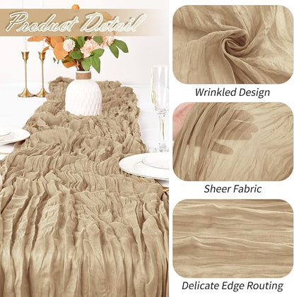 30 Pack Beige Cheesecloth Table Runner 17 x 108 inch Cheese Cloth Table Runners - Image 3