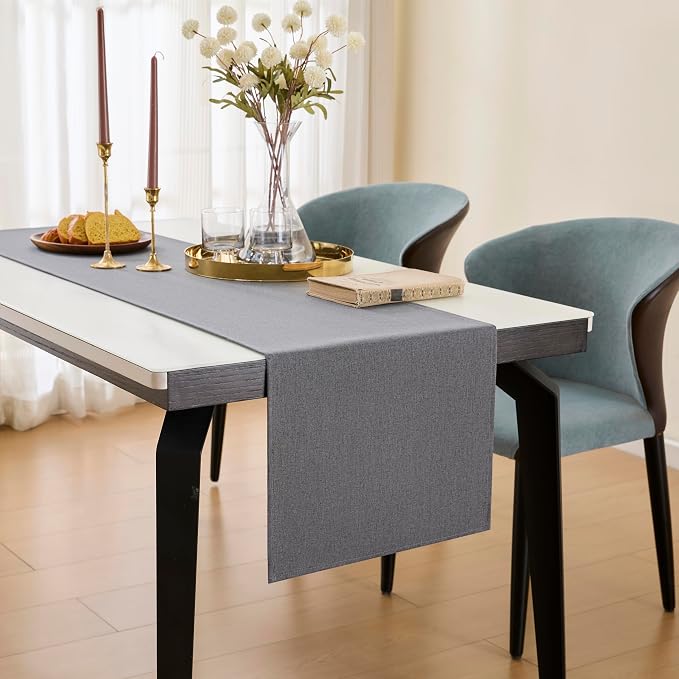 YATOJUZI Dark Grey Table Runner Seasonal Summer Kitchen Dining Coffee Table - Image 5