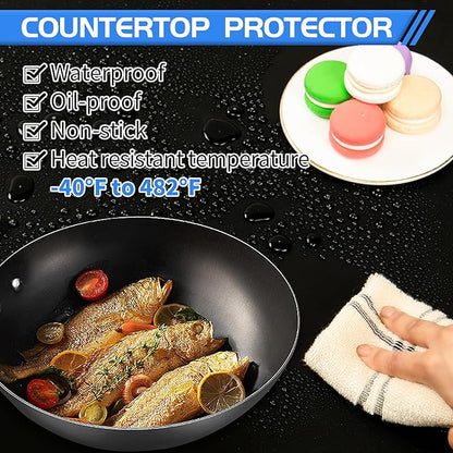 Warome Silicone Mat,36"x 23.6" Heat Resistant Mats for Countertop Protector,Nonstick Silicone Craft Mat/Placemats,Washable Silicone Mats for Kitchen Counter,No Creases Counter Mat-Black