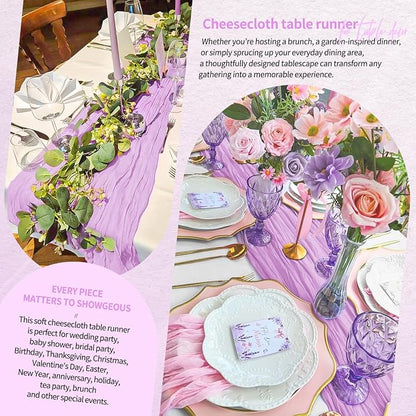 30 Pack Cheesecloth Table Runner 10FT Lilac Purple Table Runner Lavender Boho - Image 8