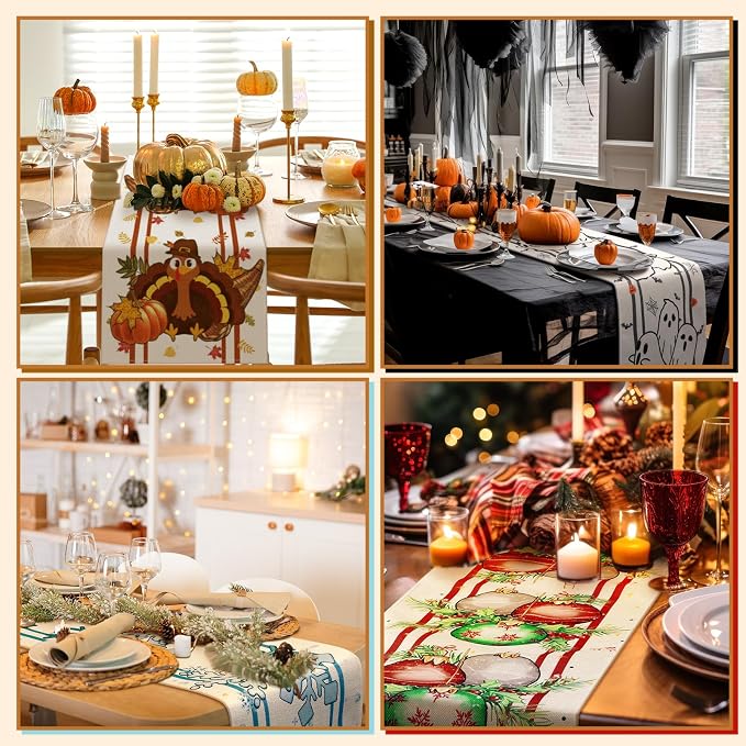 Honeydak 12 Pcs Holiday Table Runner Seasonal Farmhouse Table Decor 13 x 72 - Image 4