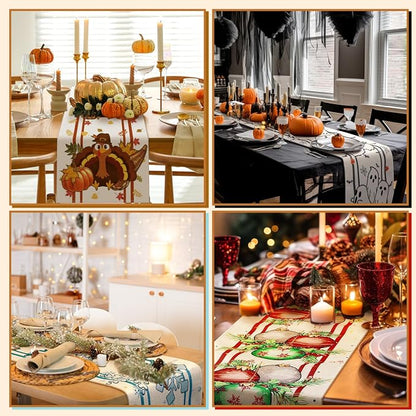 Honeydak 12 Pcs Holiday Table Runner Seasonal Farmhouse Table Decor 13 x 72 - Image 4