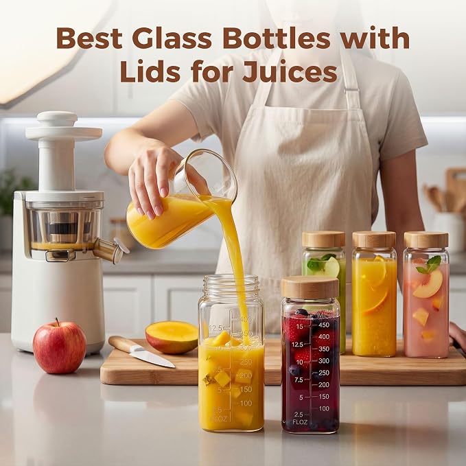 16 oz Square Glass Juice Bottles - Image 4